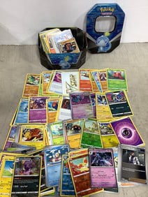 Various Pokemon Cards with Tin Box