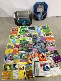 Various Pokemon Cards with Tin Box