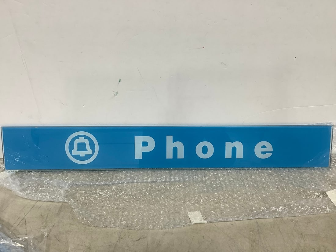 Vintage Glass Telephone Booth Sign(4in.x28.25in.): Vintage Glass Telephone Booth Sign(4in.x28.25in.)