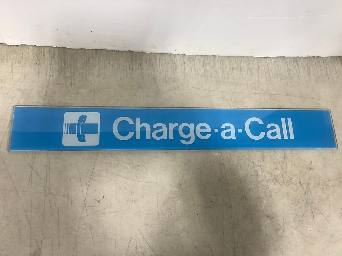 Vintage Glass Telephone Booth Sign(4in.x28.25in.): Vintage Glass Telephone Booth Sign(4in.x28.25in.)