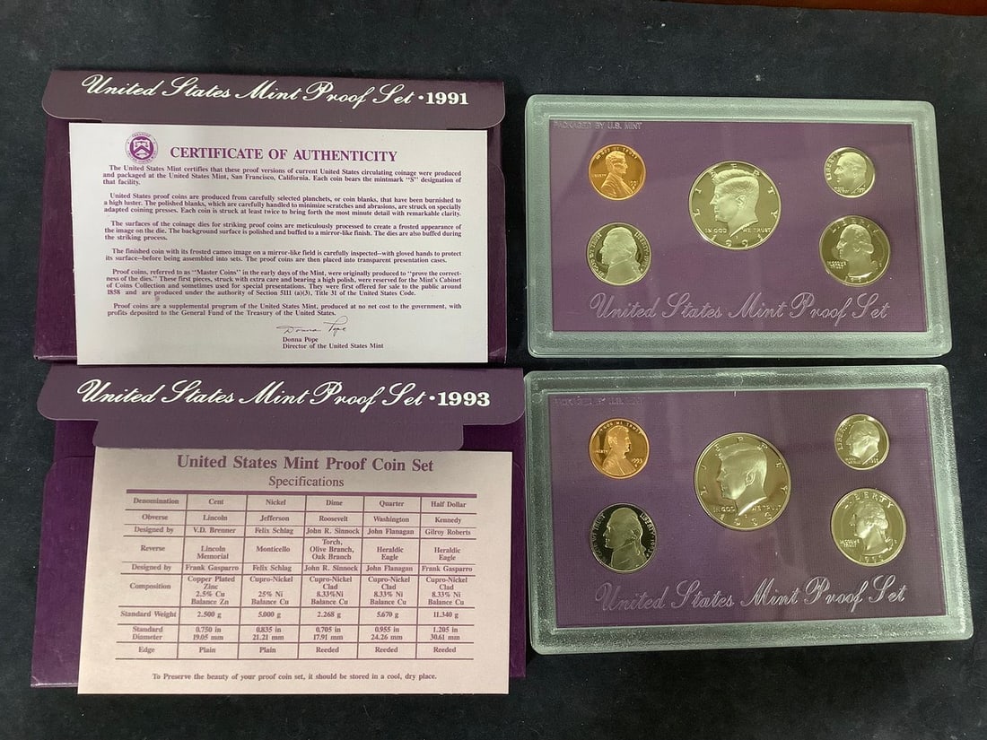 1991 and 1993 U.S. Mint Proof Sets (1 of 1)