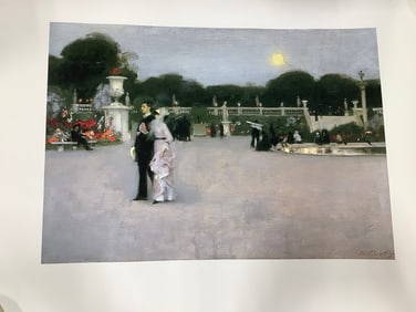 In The Luxembourg Gardens' Print Signed by John Singer (32inx40in)