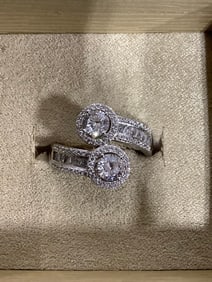 Sterling Silver Ring with Diamond Chips