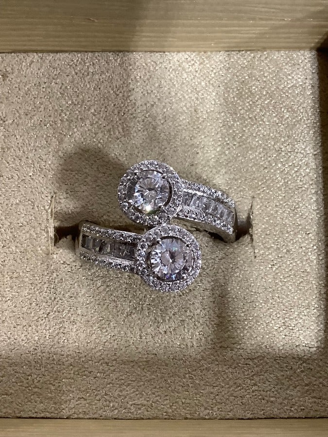 Sterling Silver Ring with Diamond Chips (1 of 1)