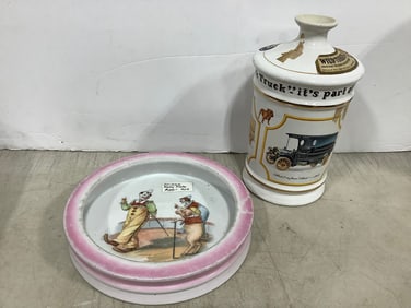 German Baby plate and vase(8in.tall)