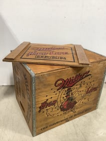 Miller Lite Co. vintage wooden crate