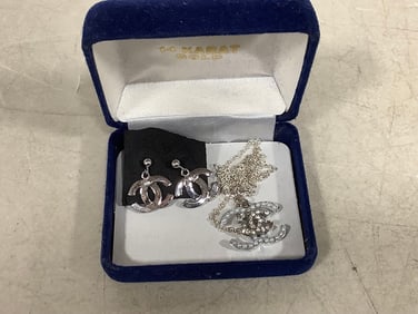 Chanel sterling earrings and necklace