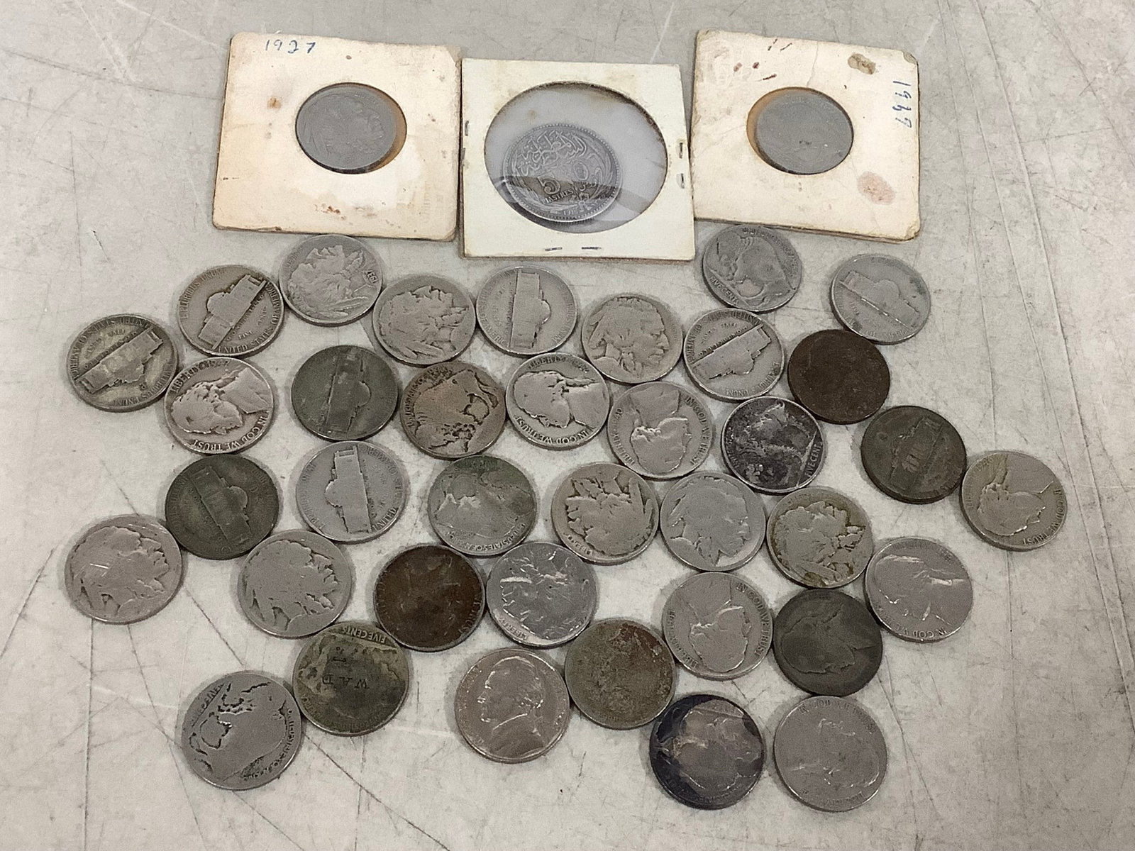 Various buffalo nickles and silver nickles: Various buffalo nickles and silver nickles
