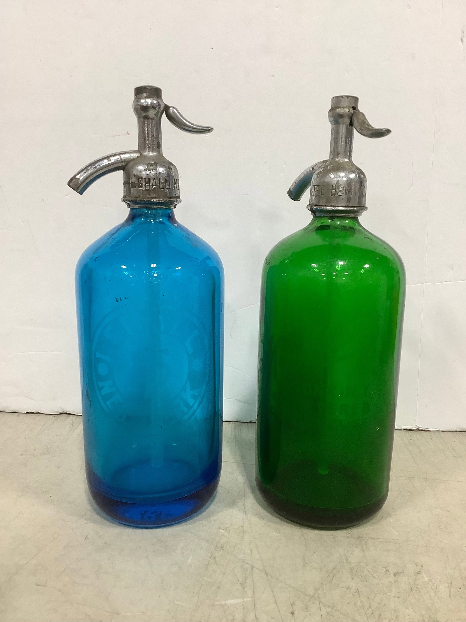 Vintage seltzer bottles(11in.tall): Vintage seltzer bottles(11in.tall)