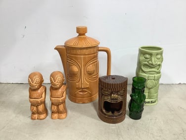 Tiki/tribal ceramic decor(8.75in.tallest)