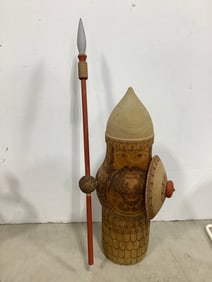 Hand carved wooden russian nesting doll of Bogatyr(removable hat-19.5in.tall)