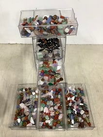 Box of tumbled rocks and gems