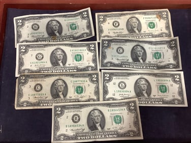 Vintage 2 Dollar Bills