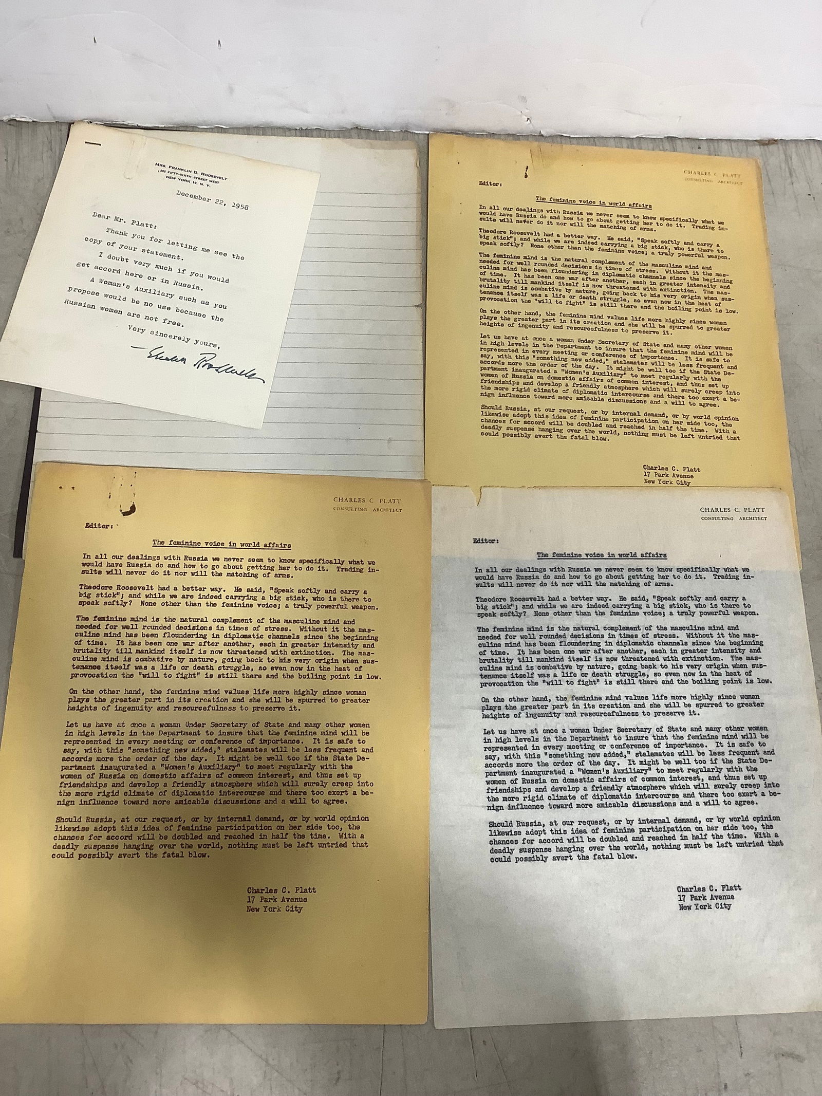 Vintage Document signed by Eleanor Roosevelt (1 of 1)