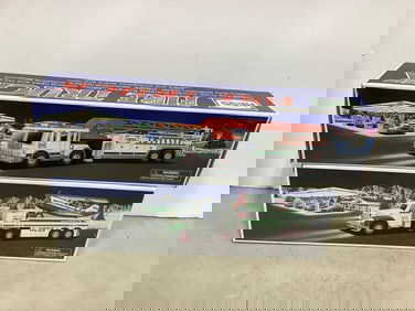 HESS firetruck and HESS toy truck and airplane in box