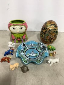 Papier Mache Vase, Decorative Egg, Ceramic Figures, and more (Tallest - 6.5in)