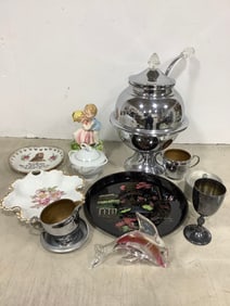 1930s Lehman Bros Punch Bowl (14.5in Tall), Washington DC Plate, Ceramic Musical Decor, and more