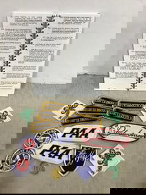 Vintage railroad uniform patches and rule book