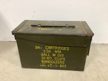Vintage U.S. military 5.56mm cartridge ammo can(7.25in.x12in.x6.25in.)