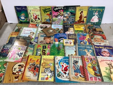 Various children's books(Cinderella, Frosty the Snowman, Smokey the Bear, and more)