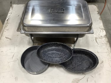 Sterno catering food warmer, circular baking pan, and more