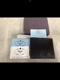 Prada wallet with autheniticty certificate card and box