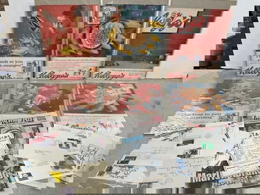 Vintage Kelloggs Advertisements, Stamps, and more