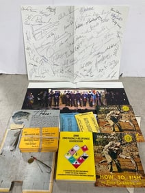 Pamphlet with Various Signatures, Various Fishing Items, Emergency Guidebook, and more