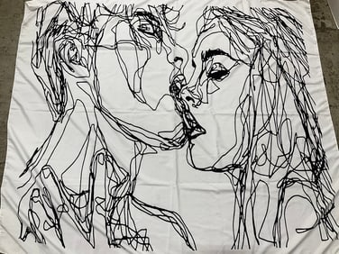 Abstract Man and Woman Tapestry (51inx58in)