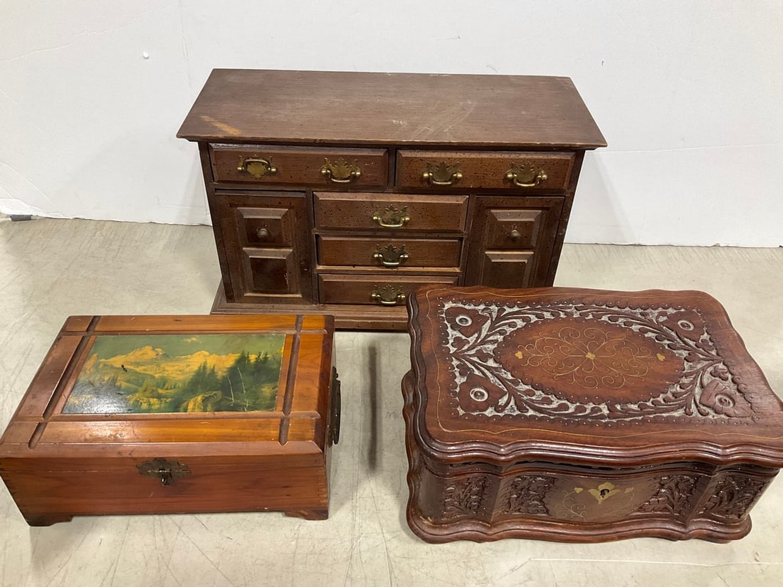 Vintage Wooden Jewelry Boxes *some jewelry inside*: Vintage Wooden Jewelry Boxes *some jewelry inside*