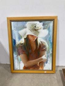 Framed art print signed Vivian(17.5in.x21.5in.)