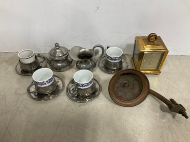 Creation silver tea set, decorative mugs, and more
