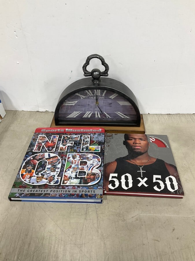 Sports Illustarted NL book, 50 cent book with CD, and clock decor: Sports Illustarted NL book, 50 cent book with CD, and clock decor