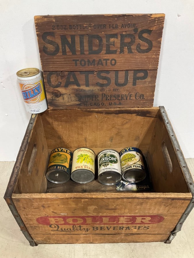 Vintage Boller wooden crate(11in.x16.5in.x12.75in.), Billy Beer(unopened can), vintage food (1 of 1)