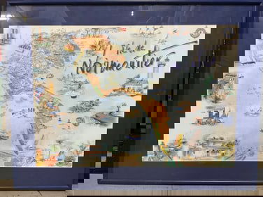 Ile de Noirmoutier framed map(25.5in.x33.25in.)