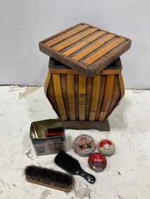 Shoe cleaning products and bamboo style organizer bin with lid(15in.tall)