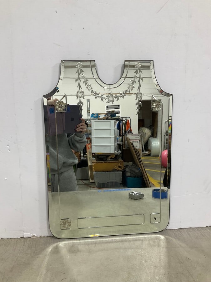 Decorative mirror(missing one flower crystal-18in.x25in.): Decorative mirror(missing one flower crystal-18in.x25in.)