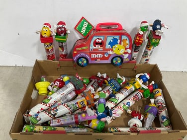 Various M&M Dispensers, and Decorative M&M Tin