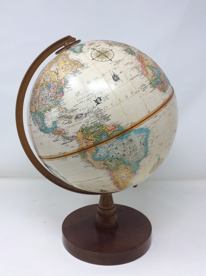 Medium Globe on Wooden Stand - 10inx13in (made in USA): Medium Globe on Wooden Stand - 10inx13in (made in USA)