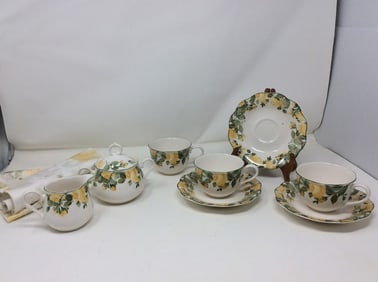 3 Piece Yellow Rose Floral Tea Set, and more