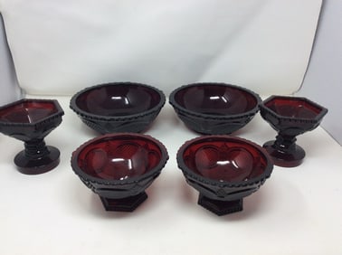 Ruby Red Avon Candy Bowl Fruit/Chip Bowls