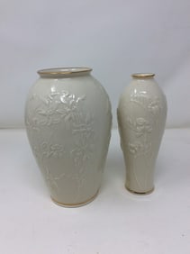 Lot of 2 Floral Pattern Lenox Vases (Tallest - 7.25in)
