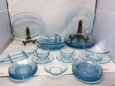 Vintage Fostora, Farfox Blue Glass