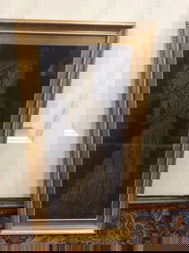 Framed brass rubbing of Margaret Peyton(11.5in.x23.5in.)