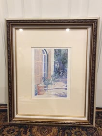 Framed watercolor art print titled "Hemingway Verangah" by Michel Kennedy(20.5in.x24.5in.)