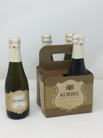 Vintage four pack of Korbel California champagne individual bottles