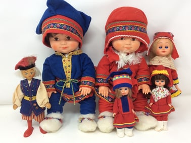 Norwegian/Finland dolls(12in.tallest-3 have sleepy eyes)