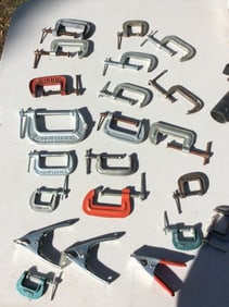 Large lot of adjustable clamps
