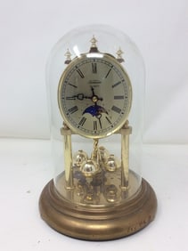 Sunbeam Quartz dresser top clock(brass/glass dome-9.5in.x6.5in.)
