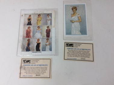 Princess Diana Royal Gowns with COA(water damage) and White Chiffon evening dress commemorative